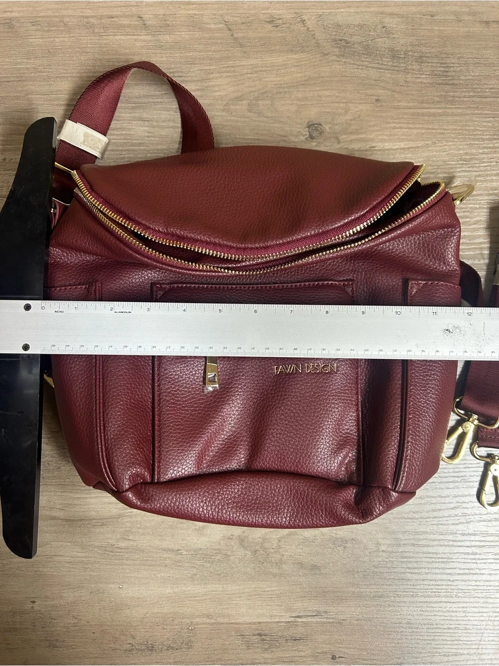 Fawn Design Pebbled Crossbody Backpack in Burgundy